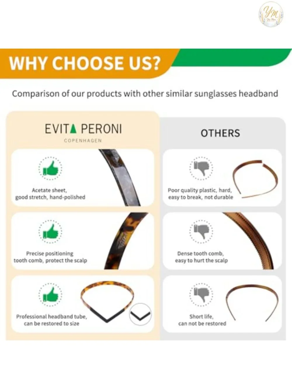 Acetate Resin Thin Headband for Women, Adjustable Non-Slip for Glasses, Gift Box